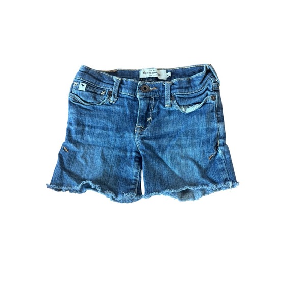 Abercrombie Kids Denim Jean Shorts Stretch Blue Distressed Girls Size 8 - Picture 1 of 5